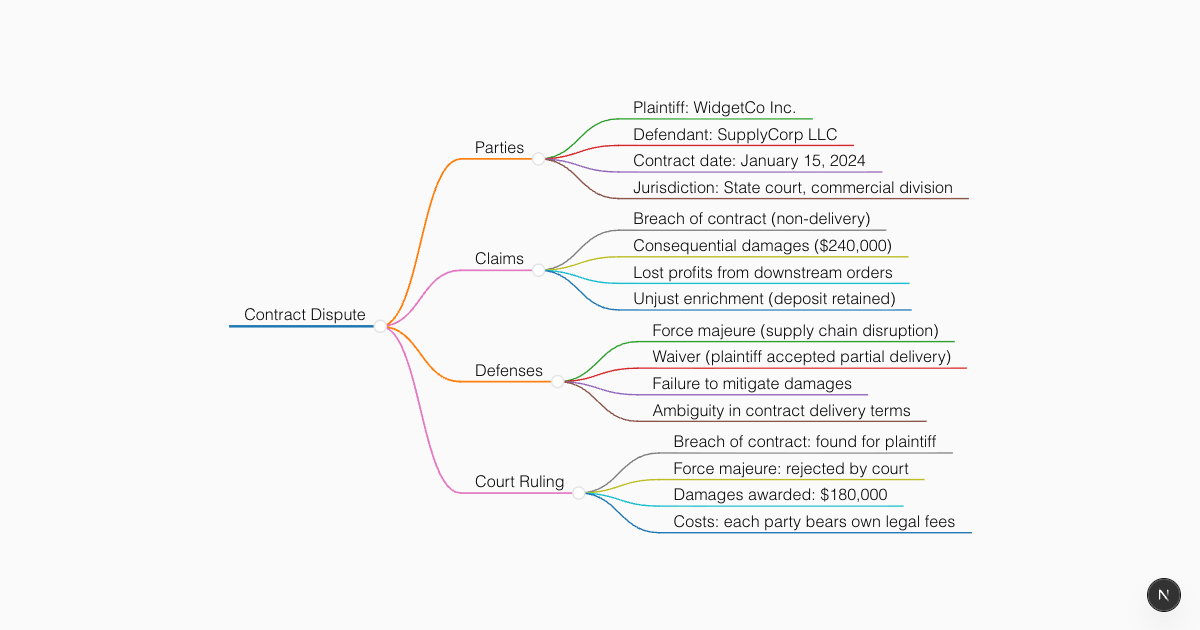 Contract Law Case Concept Map Template | MyMap