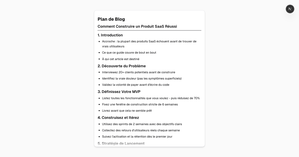 Générateur de Plan de Blog Gratuit avec IA